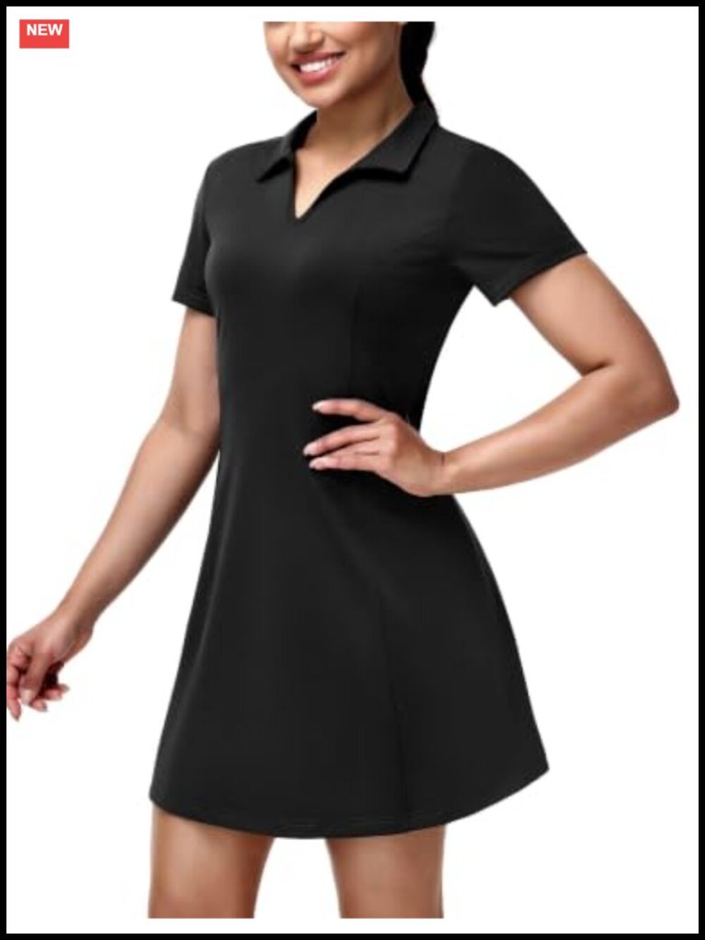 Women's Golf Dress Short Sleeve V-Neck A-Line Athletic Activewear